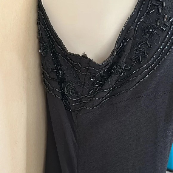J Kara beaded 1920’s art deco  black chiffon dress size 12 - Picture 8 of 10